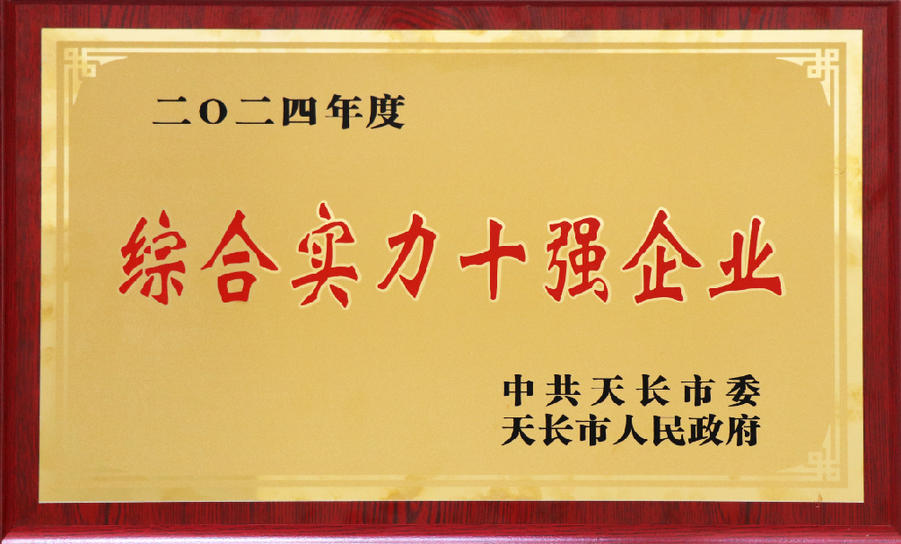 我司獲2024年度天長市“綜合實力十強企業”榮譽稱號